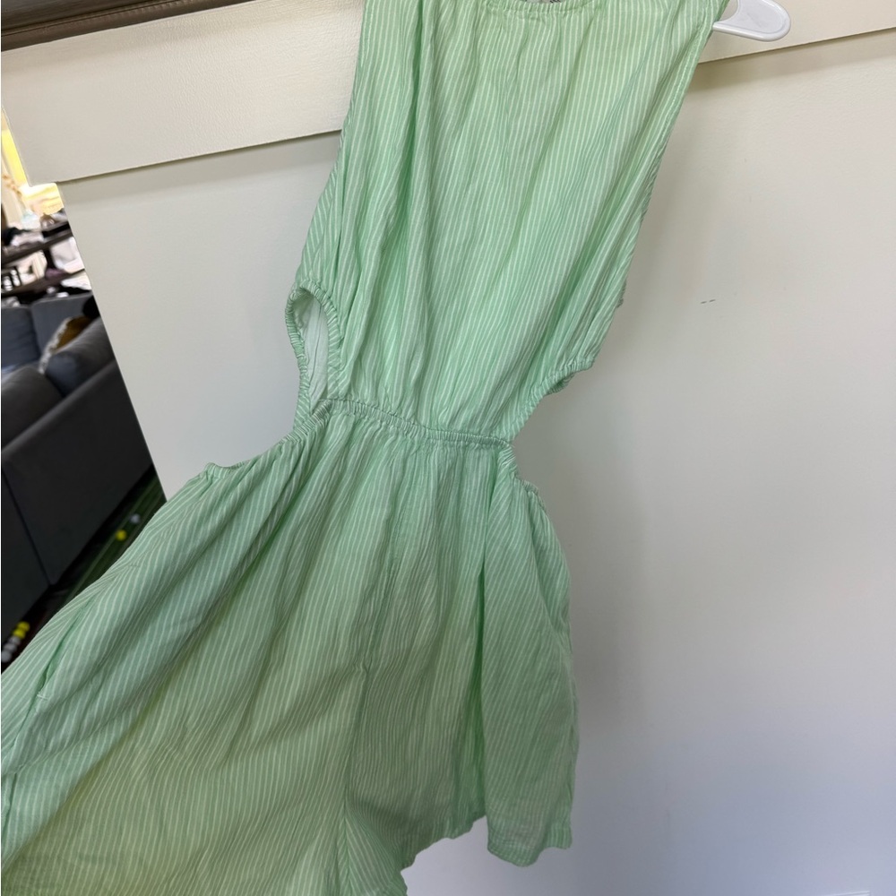 American Eagle Outfitters Light Green Striped romper